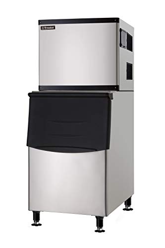 SNOOKER - Commercial Cube Ice Machine - Modular - Stainless Steel - Freestanding - Adjustable Legs - Insulated Bin - High-Capacity, Making 500 lbs - Industrial-Grade Maker For Restaurant & Hotel