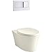 KOHLER K-6299-96 Veil Wall-Hung Elongated Toilet Bowl, Biscuit