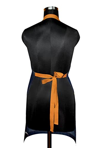 Soul Tex Stylish 100% Cotton Denim Apron With Front Centre Pocket Modern And Durable Unisex Apron For Men & Women 63 X 80 Cm For Kitchen Use With 2 Pockets (Free Size)(Denim Blue) #TOP6