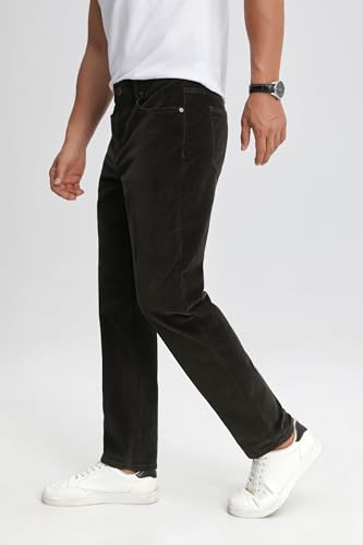 TEGIAS Men's Corduroy Pants Fashion Slim Casual Dress Pants3