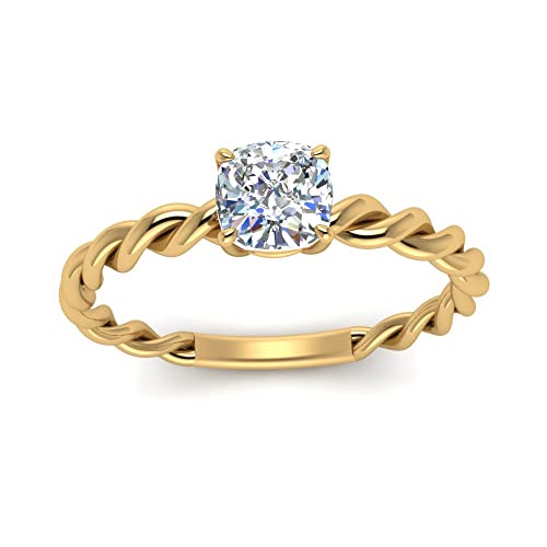 Image of 55Carat Choose Your Gemstone Twisted Solitaire Braided Ring Yellow Gold Plated Emerald Shape Solitaire Engagement Rings Everyday Jewelry Wedding Jewelry Handmade Gifts for Wife US Size 4 to 12