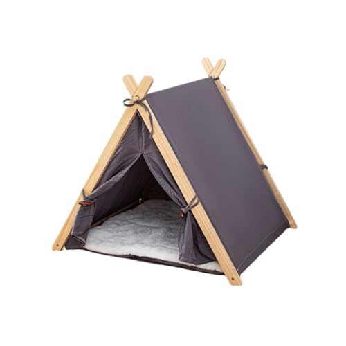 haoyunshengyi 猫ベッド ペットハウス キャットハウス ペットテント 小型犬ベッド ペットベッド クッション付き 洗える 組み立て簡単 木製 かわいい おしゃれ 保温防寒 かわいい マットレス付き 洗濯可能 (60×55×63cmのソフトクッシ