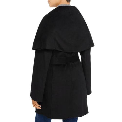 Image of TAHARI Womens Double-faced Luxury Soft Wool Blend Peacoat Removable Belt Wool Coat Oversized Collar