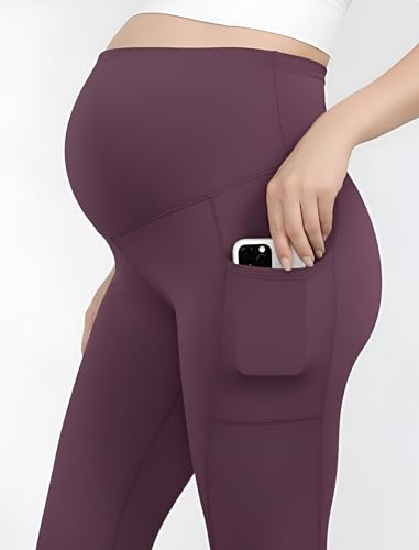 Image of Motherhood Maternity Women's Over the Belly Workout Activewear Pregnancy Leggings with Pockets
