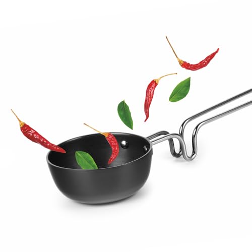 Image of Borosil 11 cm Hard Anodized Tadka Pan | Aluminium Grade 3003 | Glossy Exterior & Matt Interior | Even Heat Distribution | Easy to Clean | 5 Years Warranty