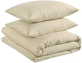 Amazon Basics Cotton Light Duvet Cover Set - 155 x 200 cm / 50 x 80 cm, Linen