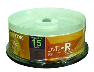 TDK DVD+R47FCB15 Single Sided 16X Compatible 15 Pack in 25 pc Cakebox-image-34