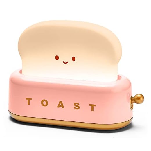 ligitive Cute Desk Decor Toaster Night Light，Small Pink Table Lamps Rechargeable with Timer Auto Shutoff，Kawaii Birthday Gifts for Girls Baby Kids Teenage (Pink)