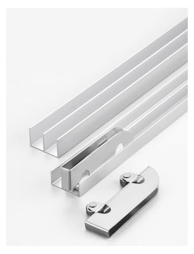 Zestaw szyn do drzwi przesuwnych, dwukanałowa aluminiowa szyna prowadząca z cichymi rolkami do witryn wystawowych i szaf, rozmiar 5 mm, zapobiega rdzewieniu i zapewnia płynną pracę