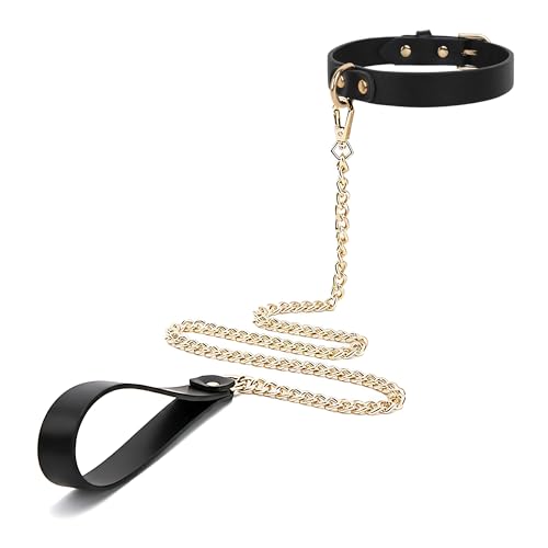 SM Halsband mit Leine Einstellbares Halsfessel Kette mit O-Ring, PU Leder BDSM Halsband Collar, Bondage Fesseln, Fetisch SM Sexhalsbänder für Paare, Erwachsene Sexspielzeug für Sex
