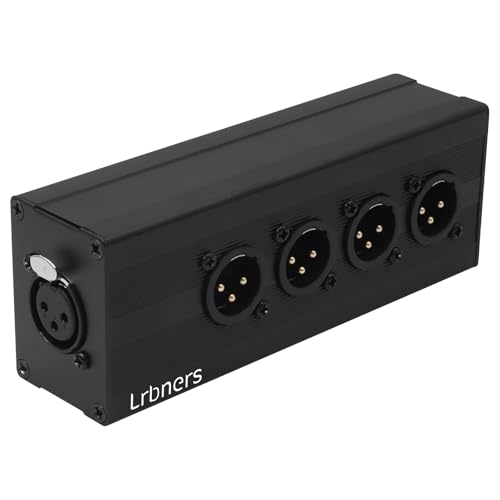 Lrbners 3Pin XLR 1 Female to 4-way Male Audio Splitter Box - Aluminum Alloy Chassis, Locking Connectors,XLR Splitter box for Mixers/Mics/PA Systems/Stage Expansion