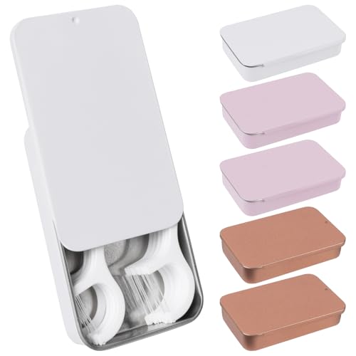 Adorila 6 Pack Glide Dental Floss Case, Portable Metal Dental Pick Dispenser, Refillable Travel Floss Pick Organizer Case for for Teeth Cleaning