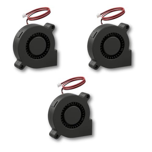 Image of ElectroSea 50 x 50 x 15mm 12V Fan DC I Brushless Turbo Blower Cooling Fan 5015 DC 12V Compatible 3D Printer Extruder Hotend I 2 Pin JST-XH Connector, 30 cm wire length (Quantity 3 x Turbo Fan)