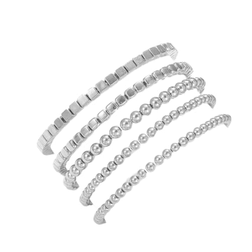 COLORFUL BLING 5-7Pcs Layered Bohemia Stackable Bracelets Set Indian Gold Bead Ball Stretch Bracelet Friendship Boho Jewelry for Women