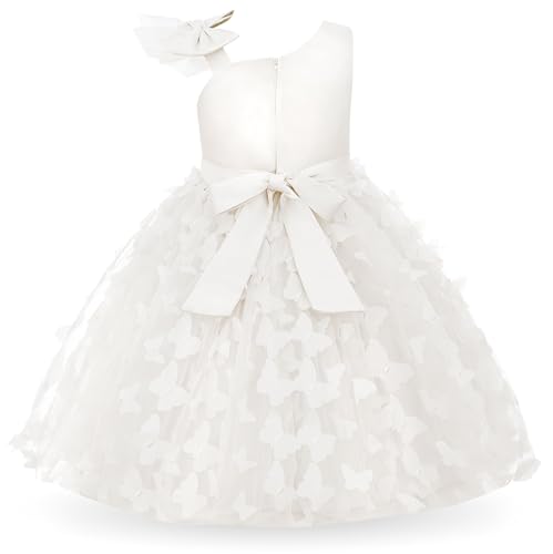 Uhnice Flower Girl Dress Floral Butterfly Tulle Tutu Bowknot for Wedding Birthday Party2