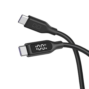 CIO 柔らかいシリコンケーブル 液晶ディスプレイ搭載 USB type-C 充電ケーブル 100W対応 iphone15 / 16 タイプC usb type c to c ケーブル 【液晶部に保護フィルム有】(2m、ストレート、ブラック)