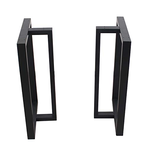 Weven Metal Table Legs 28''x 17.7'' Heavy Duty Rectangle-Shape Desk Legs Industrial Furniture Legs for Dinning Table, Computer Table, Office Table (2Pcs)-Black - Thumbnail 3