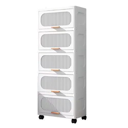 House of Quirk Stackable Collapsible Storage Boxes with Wheels and Doors – Versatile Plastic Containers for Home Organiz...