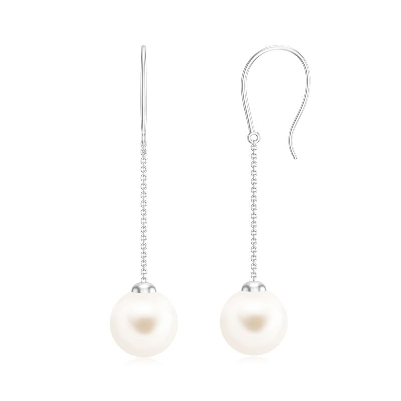 Image of Goldhartz 925 Sterling Silver Akoya Pearl and Moissanite Diamond Drop Earrings, 10MM Pearls, 14K Gold Micron Plated, Best Gift for Weddings, Anniversaries & Birthdays