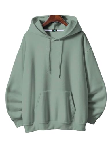 Image of SXV STYLE Hooded Pullover Solid Plain Unisex Cotton Oversized Baggy Sweatshirt Hoodie