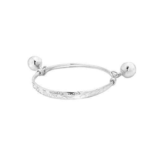 Aeravida PA-0032-5.5 Minimalist Floral Engraved .925 Sterling Silver Anklet thumb #1