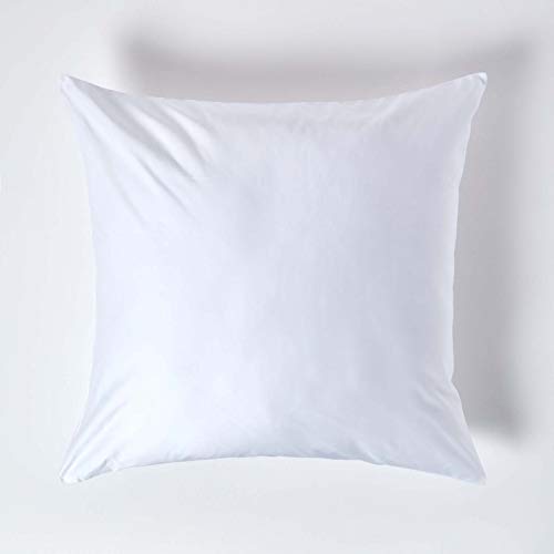Funda de almohada de percal de algodón egipcio de 1000 hilos de la marca Homescapes. Ideal para cama de tamaño continental y europeo, algodón, Blanco, 80 x 80 cm
