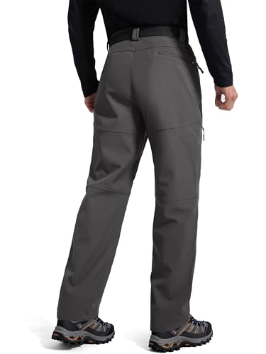 Image of FREE SOLDIER Men's Fleece Lined Outdoor Cargo Hiking Pants Water Repellent Softshell Snow Ski Pants with Zipper Pockets