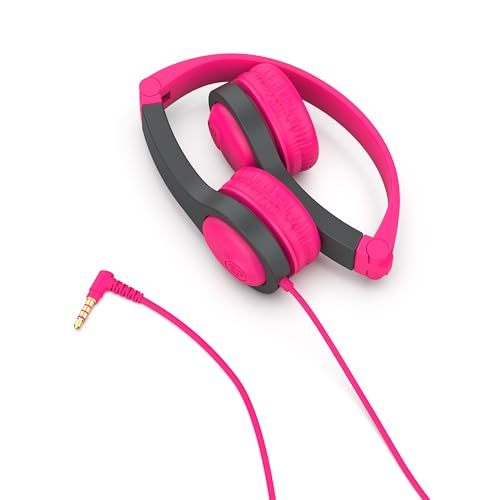 Image of JLab JBuddies Gen 2 Folding Kids Wired Headphones, Noise Isolation, Volume limiting, Ages 2+, Pink /Grey