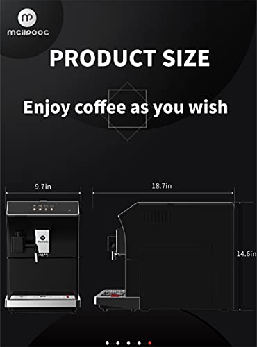 Mcilpoog Super Automatic Espresso Coffee Machine,Fully Automatic Espresso Machine With Grinder, Easy To Use Touch Screen Coffee Maker With Milk Frother.16 Coffee Recipes.（Ws-203） #TOP4