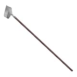 Nisaku NJP2520 Long Sidewalk and Garden Weeder-and-Sweeper, Authentic Tomita (Est. 1960) Japanese Stainless Steel, Blade Width-7.25', Polished 51' Wood Handle, Brown/Silver