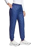 BALEAF Women's Lightweight Puffy Pants Quilted Snow Pants Puffer Winter Trousers for Ski Camp Blue M
