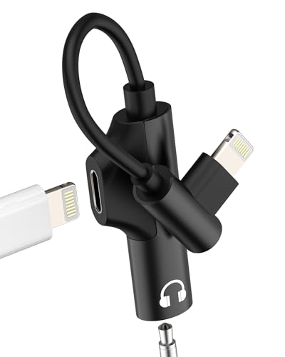 Adaptador Lightning a Jack 3.5mm Auriculares(2 en 1)para iPhone 14 13 Audio Cargador Cable Adapter para Apple Conector Auxiliar Coche Accesorios para iPad Charger Headphones Doble Clavija Convertidor