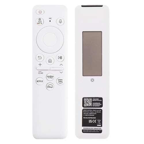 New BN59-01432A Solar Voice Remote Replacement with Voice Rechargeable Solar Cell Compatible with Samsung TV 2023 2024 Neo QLED Smart 8K HDR Ultra HD TVs,White