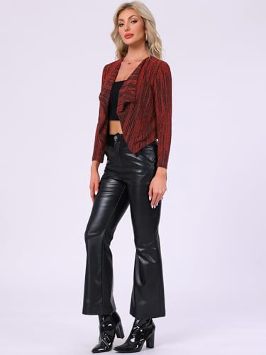 Allegra K Women's Party Sparkly Cardigan Christmas Long Sleeve Open Front Glitter Cropped Jacket4