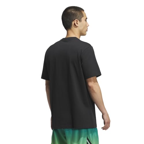 adidas Men's Basketball Graphic T-Shirt, Black/Lime Burst, Small/Tall by adidas - Used condition - Image 3