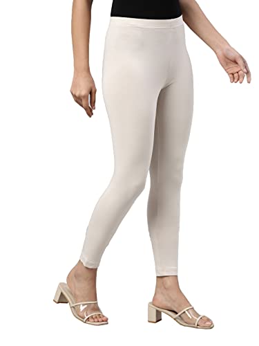 Image of GO COLORS Soft Cotton Stretch Ankle Length Leggings for Women | Breathable