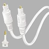 White Optical Cable for Soundbar to TV, 2m (6ft) Slim Digital Optical Audio Cable, Fiber Optic Toslink Cable Compatible with LG, Samsung, Sony, Panasonic