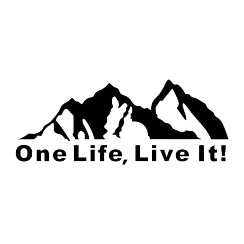 Lot de 4 autocollants imperméables One Life Live It Mountain Silhouette pour voiture, carrosserie, fenêtres, motos (noir)