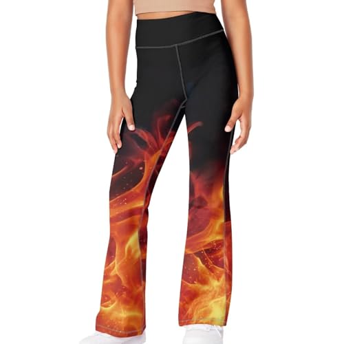 Image of Girls Leggings Floral Print High-Waisted Flared Pants 5-14 Years