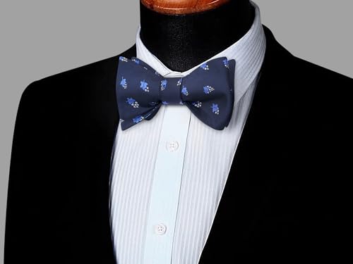 Image of HISDERN Bow Ties for Men Self Tie Animal Bowties Pocket Square Woven Silk Fun Bowtie Handkerchief Set for Wedding Party