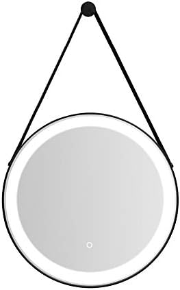 Florence Black Frame LED Illuminated Hanging Bathroom Mirror 600mm Diameter