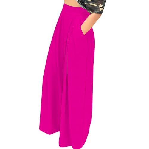 Palazzo Pants for Women Dressy High Waisted Wide Leg Pants Stretchy Loose Fit Casual Trousers with Pocket2