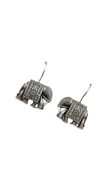 Oxidized Silver Elephant Earrings - Silver Look Hook and Stud Earrings for Women and Girls (B0D9BM8QQ5) Amazon Price History, Amazon Price Tracker