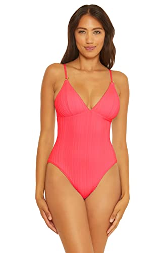BECCA Women's Standard Moon Ridge One Piece Swimsuit, Plunging V-Neckline, Bathing Suits