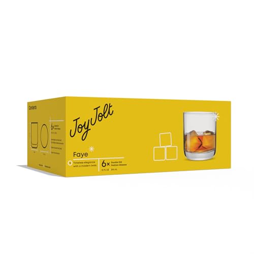 image for JoyJolt Faye Crystal Whiskey Glasses, Lowball Glasses Set of 6, 10oz S