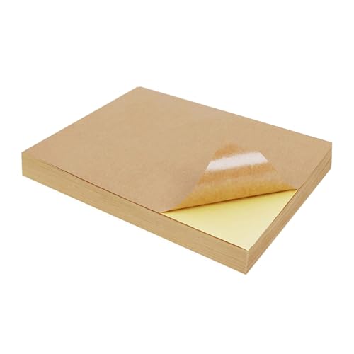 NONGYU 100 hojas de etiquetas de papel autoadhesivas, tamaño carta, papel adhesivo imprimible para dirección, correo, envío, franqueo, 210 x 297 mm