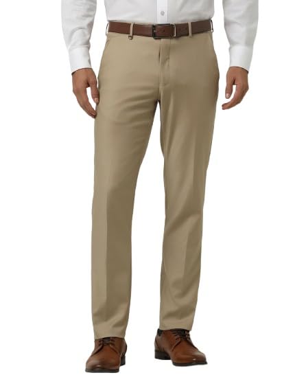 Image of VILLAIN Solid Mid-Rise Stretchable Men's Formal Trousers