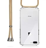 Trop Saint® Funda con cordón para iPhone 7 Plus / 8 Plus - Carcasa de Silicona Cuerda Ajustable y extraíble - Beige