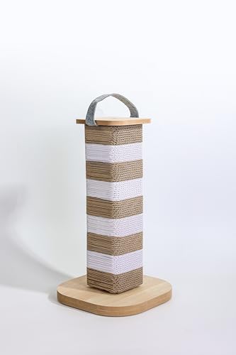 FuzzyTrek Cat Scratching Post for Indoor Cats, 23.6 Inch Tall Cardboard Cat Scratcher Pad for Kittens & Cats, Multi Surface Scratching Board, Easy Assembly, Protects Furniture — view 3