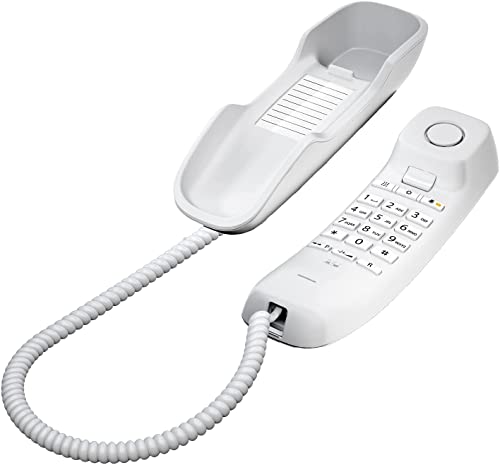Gigaset DA210 - Teléfono con cable elástico - Espacio para 10 entradas de marcación rápida - Rellamada - Compatible con audífonos - Melodía y volumen del timbre ajustables - Color Blanco Cover